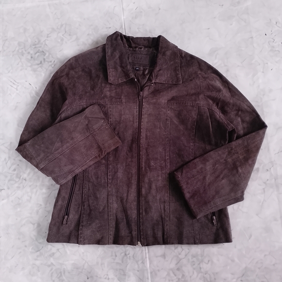 Vintage Jackets & Blazers - Suzy Shier Suede Zip Front Women's Jacket - Brown